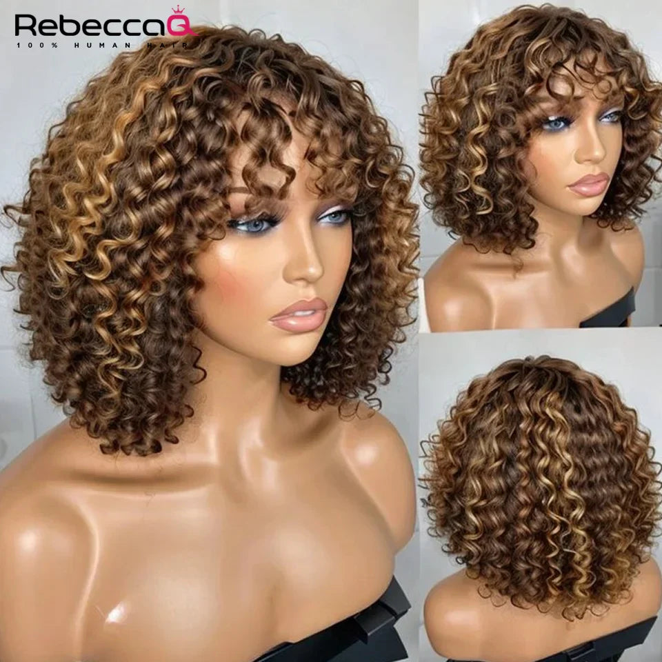 Short Curly Bob Human Hair Wigs