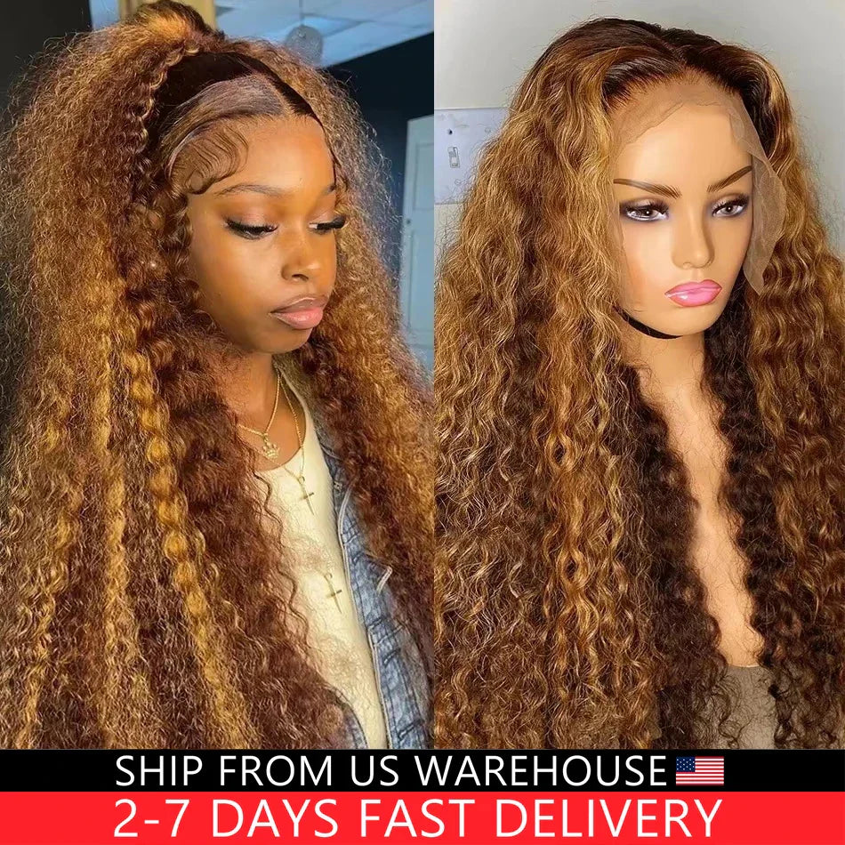 Ombre Lace Frontal Wig Curly Human Hair Wigs