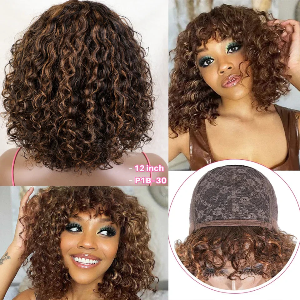 Short Curly Bob Human Hair Wigs