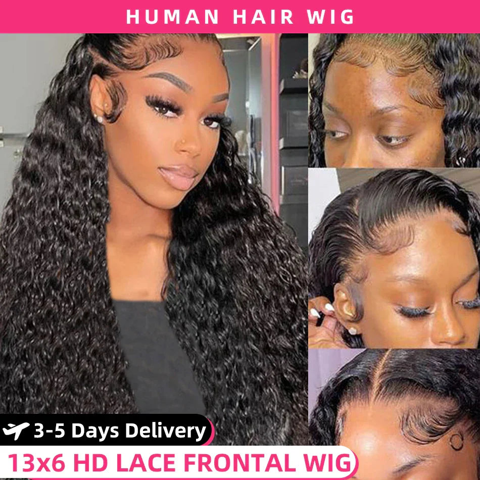 Deep Wave Frontal Curly Lace Front Human Hair Wig