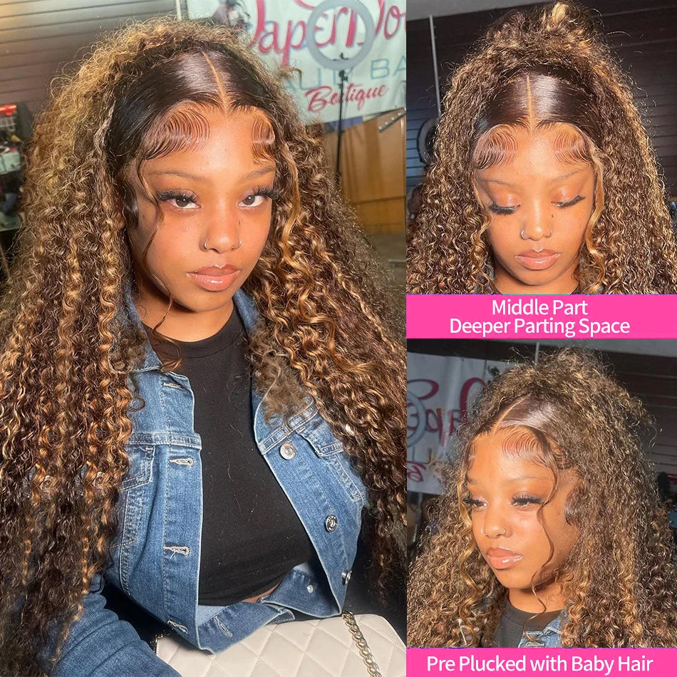 Ombre Lace Frontal Wig Curly Human Hair Wigs