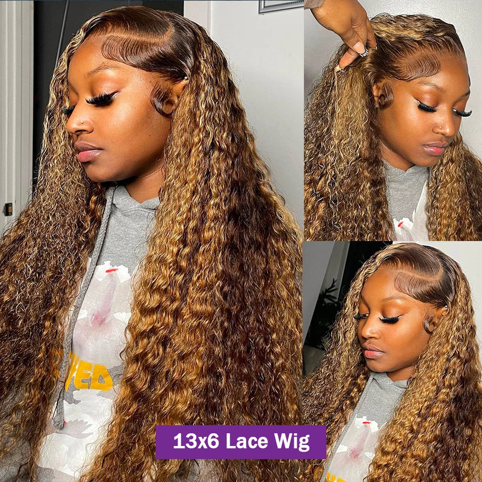 Ombre Lace Frontal Wig Curly Human Hair Wigs