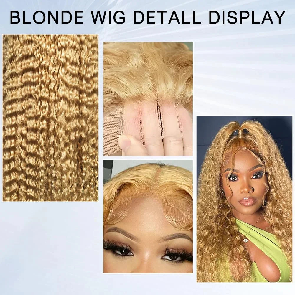 Honey Blonde Lace Front Curly Wigs